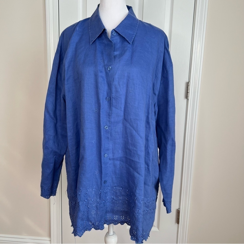 ! S.L.B  100% Linen Embroidered women’s shirt